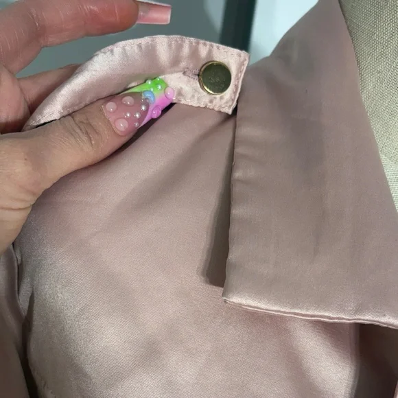 Rose Satin Longline Trench Coat with Tie Belt - Picture 7 of 10